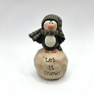 Blossom Bucket Figure Penguin Snowball Let It Snow Winter Holiday Folk Art Suzi